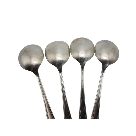 Vtg Lot 4 Oneida Queen Bess II 7in Round Bowl Soup Gumbo Spoons 1946 Silverplate - Picture 7 of 8
